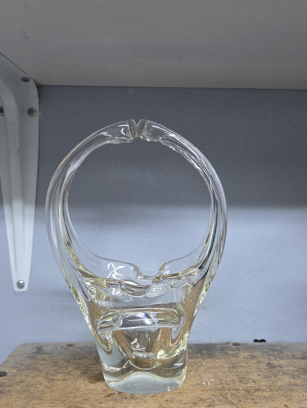 Vintage Italian Murano Clear Art Glass Sculptural Basket